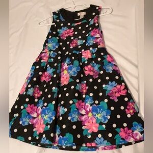 Justice, black polka dot flower dress